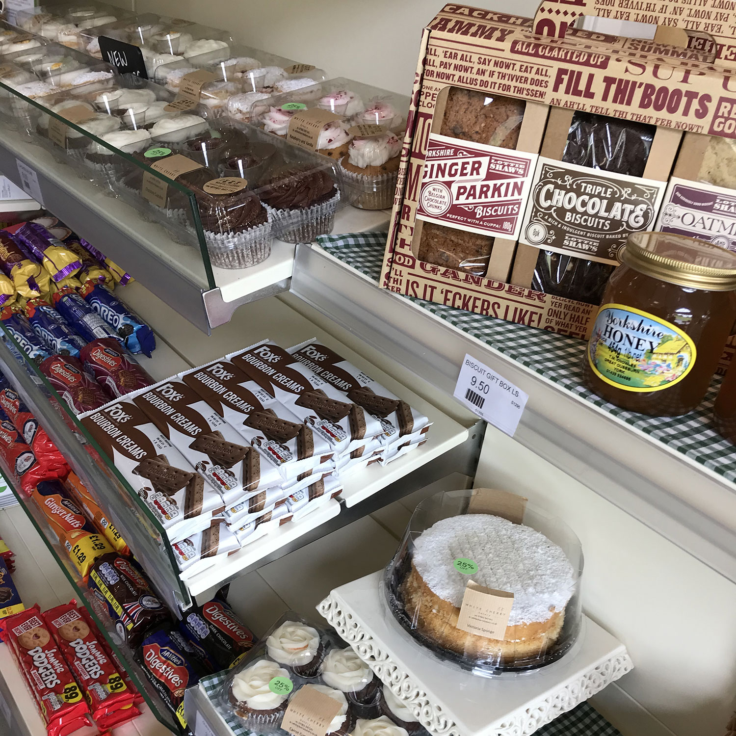 Our cake and biscuits selection covers all tastes and budgets.