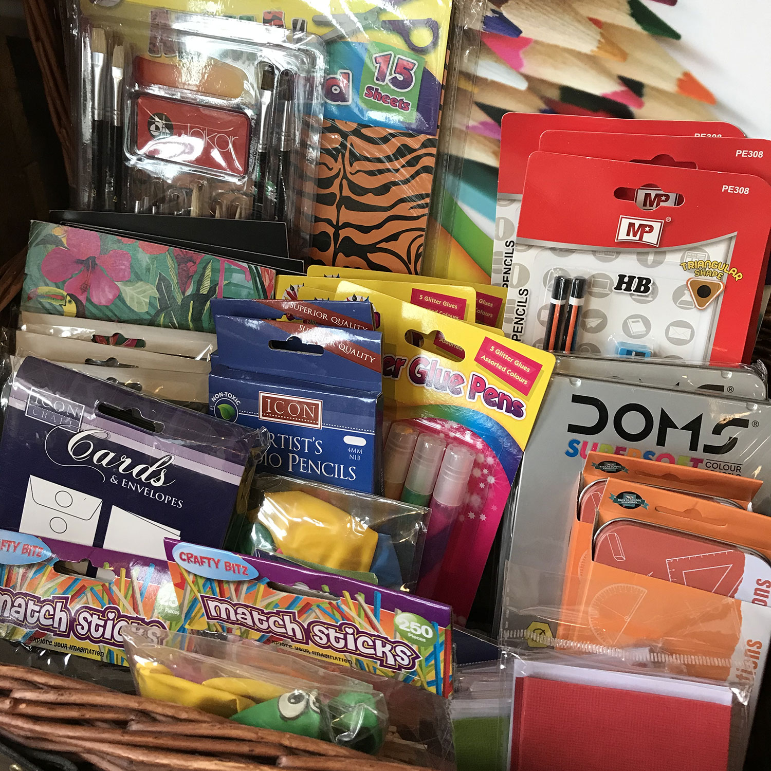 Our stationary area also includes a wide selection of craft materials - anything you might need to keep kids entertained on a rainy afternoon!